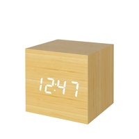 Cube numérique LED rouge petites horloges de Table en bois pour chambre