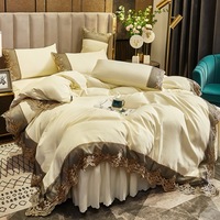 Nouvelle collection de parures de lit de luxe 4 pièces pour mariage, style européen et américain, avec jupe de lit et couette, taille King Size