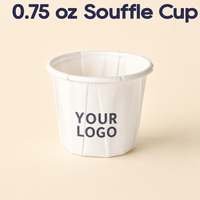 Gobelets en papier blanc jetables de 0,75 oz pour sauces et condiments, personnalisables avec logo, vente en gros pour la restauration