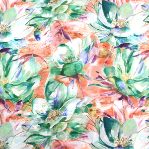 Tissu floral soyeux de luxe en satin de polyester Charmeuse spandex doux imprimé tropical personnalisé pour robe - Product Image 3