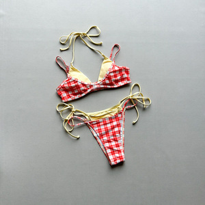 <span class=keywords><strong>JSN</strong></span> 2026 Conjunto de Bikini de Dos Piezas con Tanga, Diseño Moderno y Sexy a Cuadros para Mujer, Cintura Baja, Espalda Descubierta, Traje de Baño, Ropa de Playa - Product Image 4