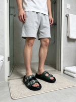 Sandales décontractées pour hommes, plateforme épaisse, style vintage, double boucle métallique, respirantes, en similicuir PU, antidérapantes, pour intérieur et extérieur
