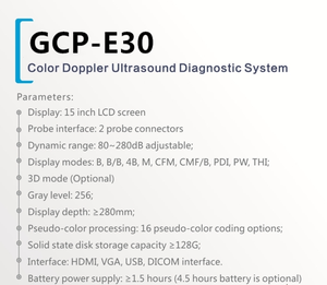 Ecógrafo Doppler Color Portátil GCP-E30, Escáner Médico Humano para Abdomen, Obstetricia/Ginecología, Cardiología, Vascular, Órganos Pequeños - Product Image 4