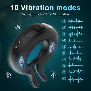 Fernbedienung Vibrator Cockring Vibrierende Doppel-Penis ringe Männliche Verzögerung Ejakulation Adult Toys Stimulators Sexspielzeug für Männer - Product Image 3