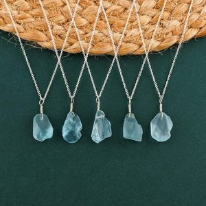 Collar con Colgante de Topacio Azul Cielo Natural, Chapado en Plata, Unisex, Joyería de Regalo, Cristal Natural, Sanación de Chakras, Marca YASHEE - Product Image 3