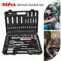 Kit d'outils essentiels pour homme en acier au carbone, 94 pièces, manuel, pour la maison, kit d'urgence, réparation automobile, dortoir universitaire, appartement, voiture