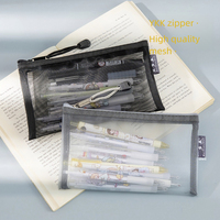 A6 étui à crayons en maille transparente de grande valeur et sac de maquillage rangement de documents en nylon avec fermeture à glissière pour une utilisation scolaire
