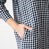 Robe décontractée à carreaux personnalisable pour femmes, en coton et lin, longueur genou, robes à carreaux pour femmes, été printemps