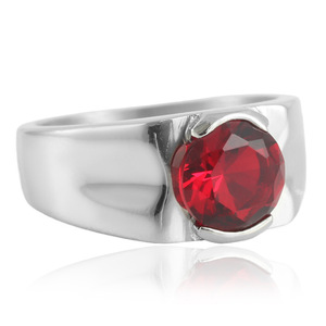 Women's <b>Titanium</b> Steel <b>Ring</b> With Blue Gemstone Bezel Setting Fashion Jewelry Gift - Product Image 2