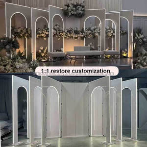 LEDA Large Wedding Hall Acrylic Backdrop Panel 3D White <b>Hinge</b> PVC Backdrop Arch with LED <b>Light</b> Strip - Product Image 2