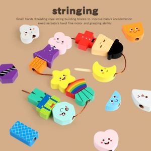 Jeu de sequencement Montessori en bois, jeu d'association de formes, empileur de perles à enfiler, jouet éducatif, ensemble de 40 pièces pour enfants de 2 à 4 ans - Product Image 5