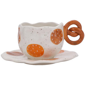 Mug en céramique à motif <span class=keywords><strong>de</strong></span> bretzels et <span class=keywords><strong>de</strong></span> croissants <span class=keywords><strong>avec</strong></span> poignée unique, <span class=keywords><strong>tasse</strong></span> à <span class=keywords><strong>café</strong></span> en céramique mouchetée pour le petit-déjeuner à la maison et le thé <span class=keywords><strong>de</strong></span> l'après-midi - Product Image 5
