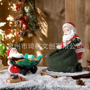 Boîte de rangement Père Noël en résine, 1-3L, décoration de Noël, porte-bonbons, décoration de bureau - Product Image 4