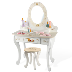 EDULAND OEM/ODM Juego de Maquillaje de Simulación de Belleza para Niñas, de Madera MDF, con Mesa y <span class=keywords><strong>Tocador</strong></span> Rosados - Product Image 3
