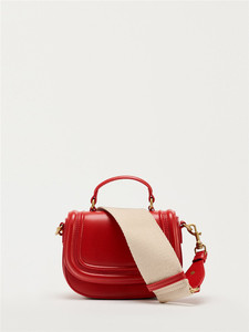 Bolso de Hombro Tipo Bandolera Pequeño de Cuero PU Rojo Vintage para <span class=keywords><strong>Mujer</strong></span>, con Solapa, Correa Ancha y Diseño Redondo - Product Image 2