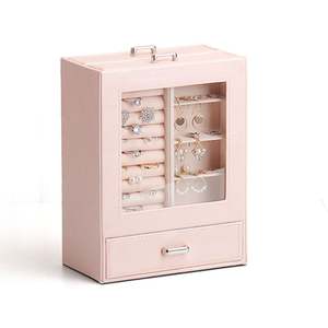 Trendy Jewelry <b>Box</b> Exquisite <b>Drawer</b> Type <b>Box</b> PU Ring Ear Stud Necklace <b>Storage</b> <b>Box</b> - Product Image 1