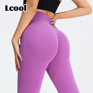 Lcool quần legging co giãn liền mạch Quần Yoga cạp cao quần bó sát Quần thể thao nữ quần legging Elastane