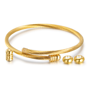 Stainless Steel <b>Bracelet</b> 3mm Wire Detachable <b>Beads</b> Women's Jewelry Gift Rose Gold Gold Silver - Product Image 3