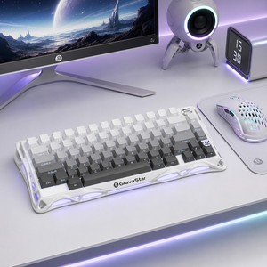 <span class=keywords><strong>Keyboard</strong></span> Mekanik GravaStar K1 Pro Gradient White 75% 3 Mode BT 2.4G Gasket TOP RGB Underglow Gaming - Product Image 3