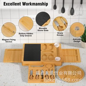 Juego de Tabla de Quesos de Bambú Creativo con Cuchillos y Herramientas, Bandeja Multifuncional para Servir en la Cocina - Product Image 3