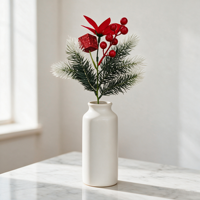 Künstlicher Weihnachts-Kiefernzweig 36cm Schneebesetzte Kiefernzweige Rote Beeren Weihnachtsstern Weihnachtsbaum Kranz Blumendekoration