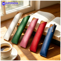 Étui de protection simple en cuir pour crayons et stylos, personnalisable avec logo, en cuir PU, pour le rangement et le transport, idéal pour la gravure laser