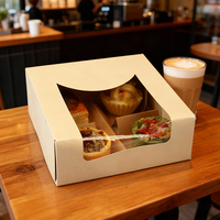 Boîte d'emballage alimentaire jetable en papier kraft vierge personnalisée avec logo imprimé et fenêtre pour gâteaux et beignets – Offre Spéciale