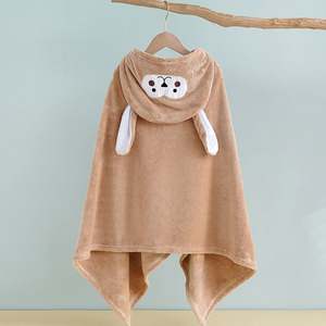 Toalla de Baño con Capucha de Terciopelo Suave y Altamente Absorbente, Manta Tipo Bata Cuadrada con Diseño de Dibujos Animados para Niños Pequeños, Uso en Dormitorios y Hoteles - Product Image 5