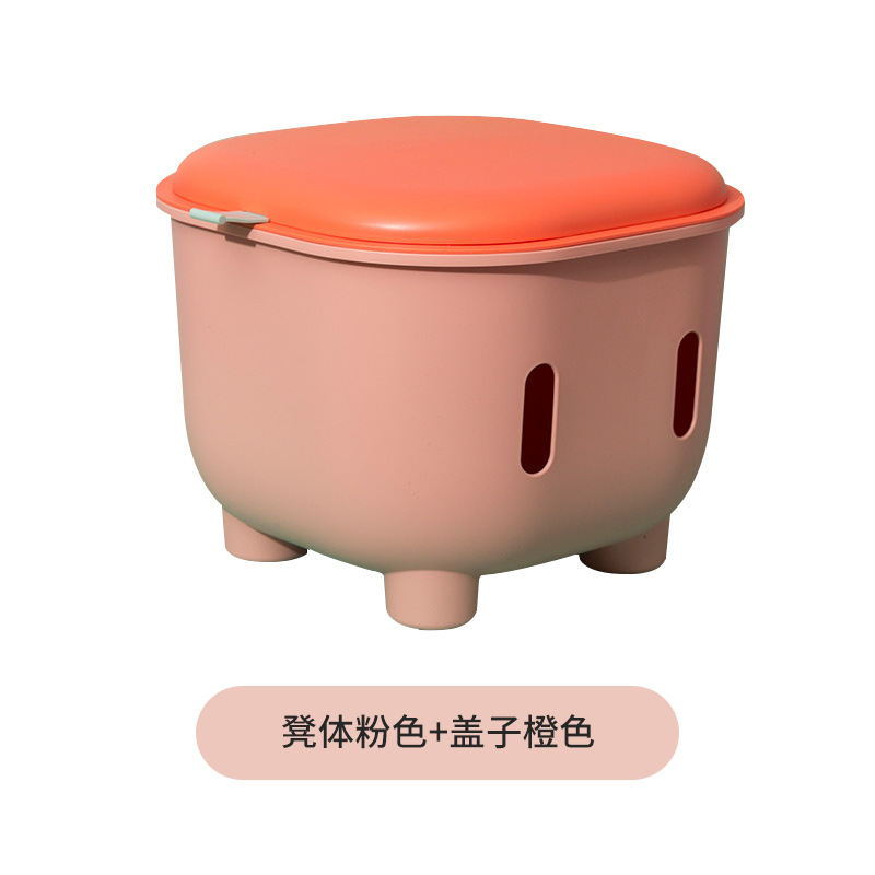 Pink stool with orange lid (Walmart price: 69.9 yuan)