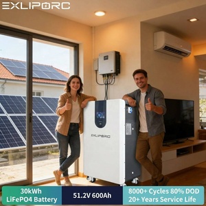 Exliporc 600Ah แบตเตอรี่พลังงานแสงอาทิตย์แยก30kWh พลังงานสูง LiFePO4 51.2V BMS พร้อมกระป๋องสื่อสารรับประกัน5ปี8000อายุการใช้งาน - Product Image 1