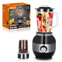 HALEY 1200W Mixeur-broyeur 2-en-1 avec protection contre la surchauffe, verrou de sécurité, lame en acier inoxydable, pour smoothies, glace pilée, café, usage familial, OEM ODM