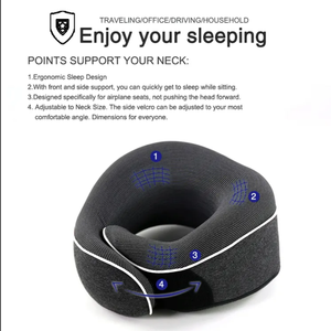 Almohada de viaje portátil con espuma de memoria ajustable de 360 grados, masajeador de hombros con soporte de cuello de avión mejorado - Product Image 3