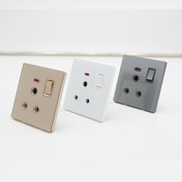 Prises Commutées BENDI 15A Néon UK IP22 en Verre Trempé, Commande d'Éclairage Mural Haute Puissance, Type 86, Panneau Ultra-Mince Décoratif Industriel