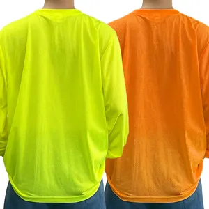 High Visibility Shirt Mesh Breathable High Visibility Reflective Construction Long Sleeve High Vis Work Safety Shirt For Safety Work