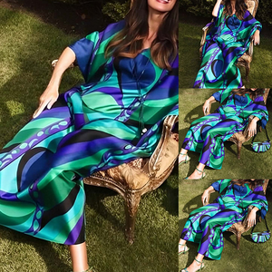 Abito Caftano <span class=keywords><strong>da</strong></span> Donna con Stampa Audace, Scollo a V, Silhouette Ampia, Elegante, per Feste in Giardino <span class=keywords><strong>e</strong></span> Attività all'Aperto, MOQ 1, Spedizione Veloce - Product Image 2