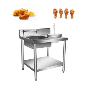 Kfc Fried Chicken Breading Sifter Table macchina per rivestimento di farina di arachidi tavolo per impanatura manuale per Fast Food