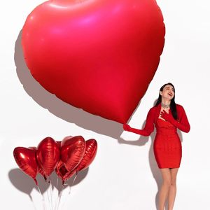 Ballons de fond de fête de mariage en forme de cœur pour décoration de la Saint-Valentin de 68 pouces, couleur pure, rouge, grand cœur Globos - Product Image 2