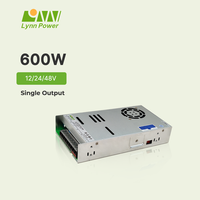 Alimentation à découpage AC-DC LYNN GLE-600S-48V 12.5A 600W à sortie unique, efficacité 90%, entrée 100-240VAC, surtension 100A/230VAC, garantie 5 ans