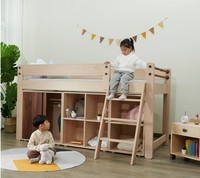 Cama Litera de Madera Maciza de Dos Niveles con Diseño Moderno para Niños, Combinación Multifuncional para Sala de Estar y Uso Escolar
