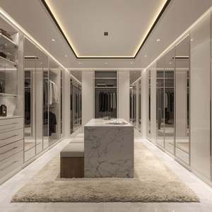 Placard modulaire en aluminium métallique personnalisé de luxe minimaliste moderne avec système de poteaux lumineux pour salon chambre principale - Product Image 3