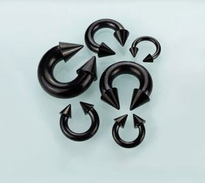 Heißer Verkauf: Schwarzer, großer Edelstahl-Nasenring, Hufeisen-Ohrpiercing, Drainage-Plug, Körperpiercing, trendig und individuell - Product Image 4
