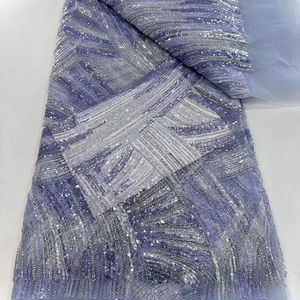 2024 nigéria rouge Guipure perles dentelle broderie tissu paillettes perles trame tricoté Aso Ebi pour <span class=keywords><strong>mariage</strong></span> africain brodé - Product Image 1