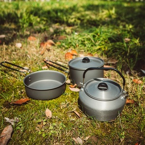 Juego de Utensilios de Cocina Ligeros para Acampar con Asa de Aluminio, Cafetera, Sartenes para Cocinar al Aire Libre para Viajes, Incluye Sartenes para Freír y Saltear - Product Image 3