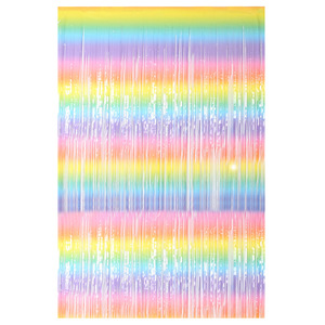 Pastell-Regenbogen-Folienfransenvorhang Pastell-Regenbogen-Hintergrund Streamer für Kindergeburtstag/Halloween/Weihnachtsfeier-Dekorationen - Product Image 4