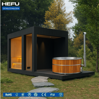 Sauna extérieur moderne et combo jacuzzi hybride avec panneau de commande informatisé et fenêtres transom - Fabricant OEM, vente en gros sur mesure