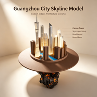 Maquette d'architecture urbaine personnalisée de la ville de Guangzhou pour exposition intérieure