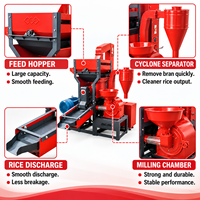Machine combinée de décorticage de riz avec broyeur et séparation par air, équipement de traitement du paddy à haut rendement pour les épiceries de village