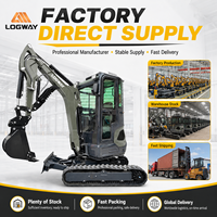 Mini-excavatrice haute performance LOGWAY, directement de l'usine, avec cabine et bras pivotant, pour travaux municipaux