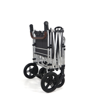 Push Pull Quad 2 places Poussette Wagon avec sièges avec harnais à 5 points Poignée de poussée réglable Wagon