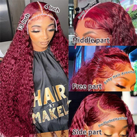 Perruque Lace Front 13x4 Ondulée Profonde HD Transparente 12A 99J Bordeaux Marron Rouge Cheveux Humains Vierges Remy Vente en Gros Fournisseur Chaud Livraison Directe